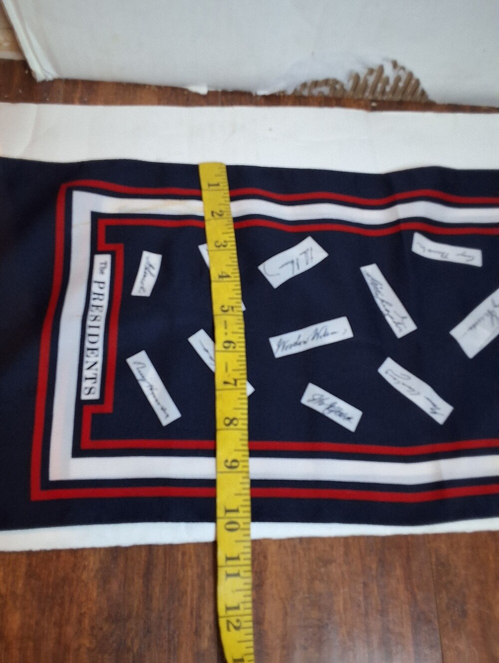 Vintage Millicent The Presidents Scarf Navy Red White Patriotic Signature Print - Picture 4 of 10